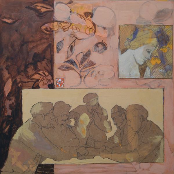 Joueurs III - 30x30 - tempera